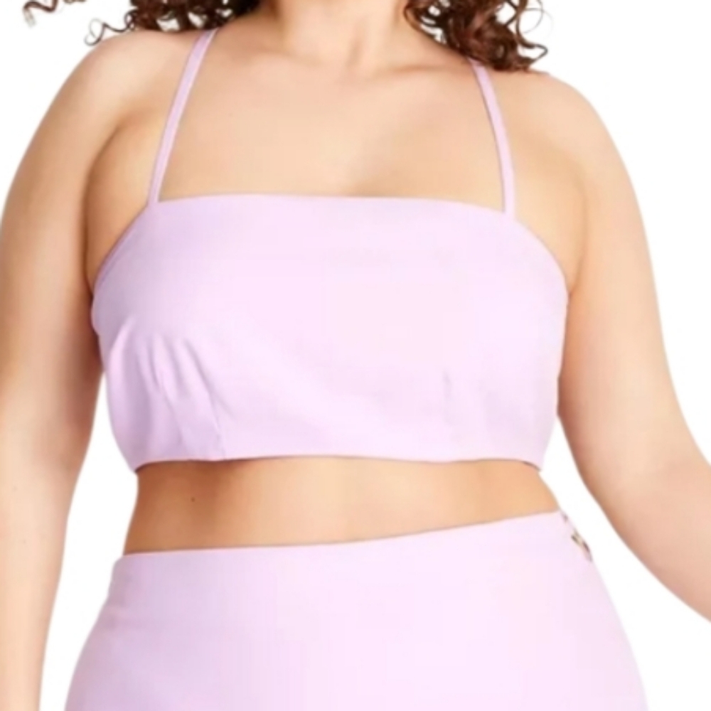 LAVENDER CHIC CROP TOP WITH GOLD TONE GROMMET BACK DETAIL SZ 2X NWT